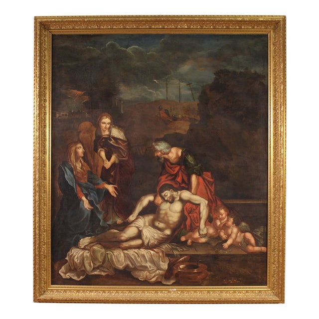 Italian Artist, Lamentation Over the Dead Christ, 1660, Oil on Canvas For Sale