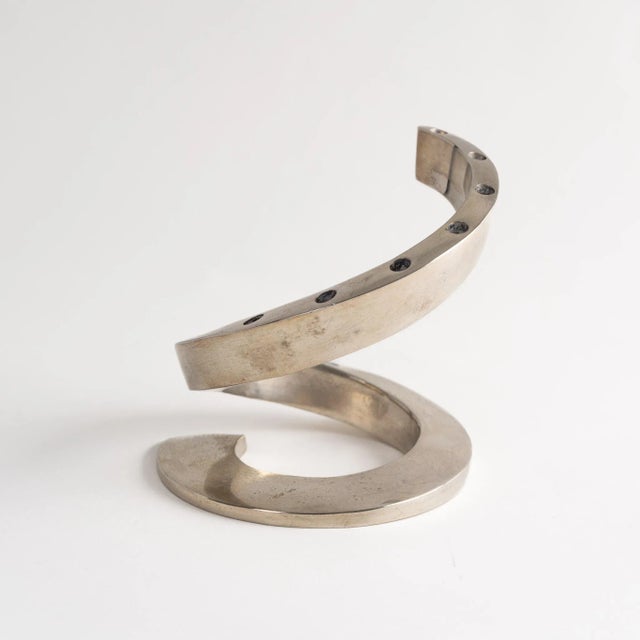 Mid-Century Modern Vintage Mid-Century Silver-Plated Spiral Candlestick Holder by Dansk For Sale - Image 3 of 11