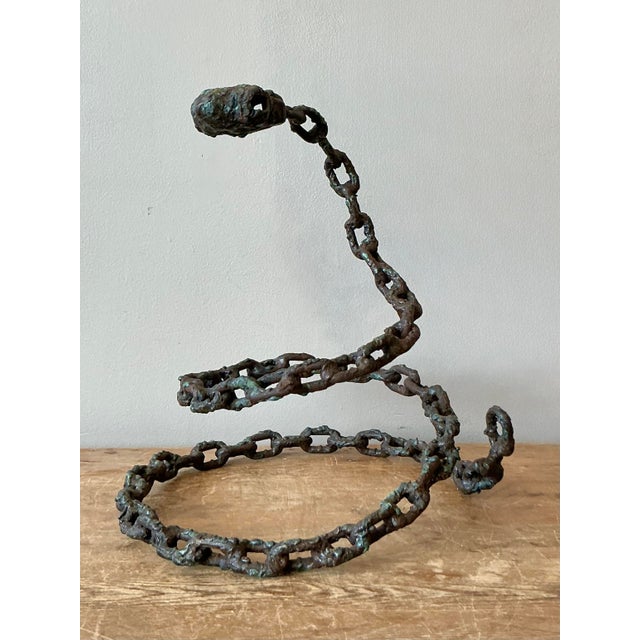 Late 20th Century Vintage Boho Brutalist Chain Link Snake Sculpture For Sale - Image 5 of 8