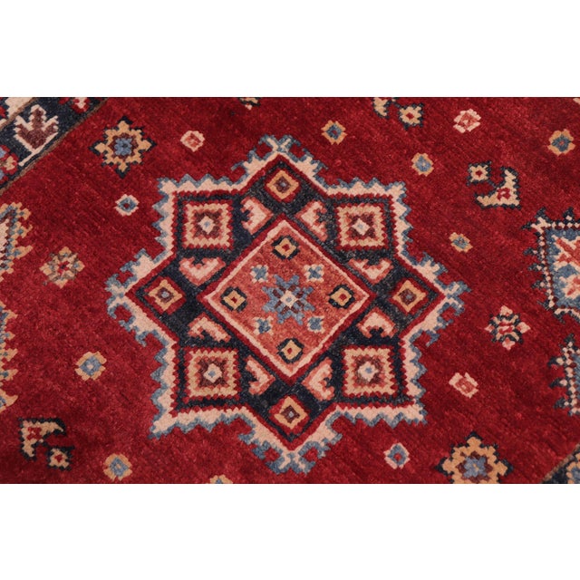 Rustic Kazak Red/Beige Wool Runner Rug- 2'7''x9'6'' For Sale - Image 4 of 10