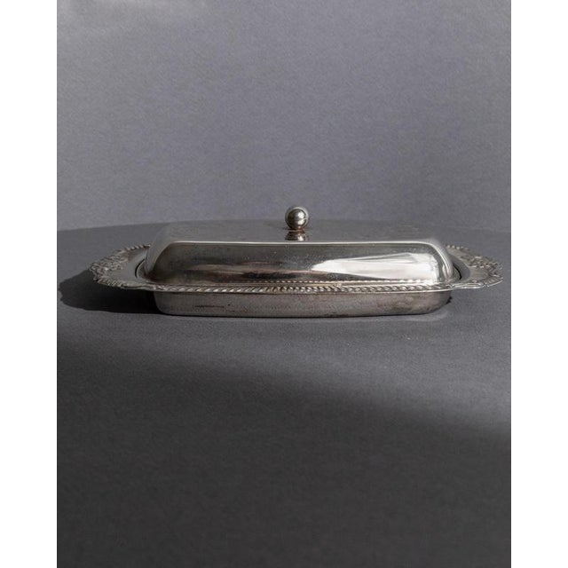 Metal Vintage Engraved Ornamental Silver-Plated Butter Dish, 1970s For Sale - Image 7 of 11