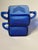 Vintage Art Deco "Chevron" Cobalt Blue Depression Glass Sugar & Creamer Set For Sale - Image 9 of 10