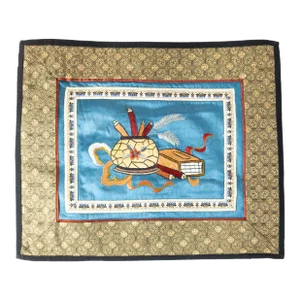 20th Century Silk Chinese Chinoiserie Embroidered Panel or Doily