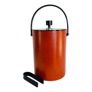 Vintage 1960s Morgan Design Bucket Brigade Party Size Ice Bucket With Tongs For Sale