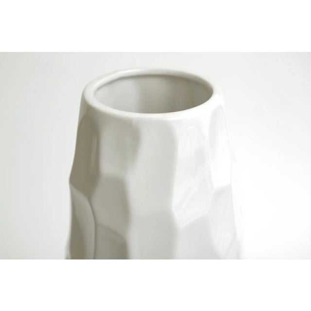 1980s Vintage White Ceramic Textural Vase or Vessel Italian 1980's For Sale - Image 5 of 10