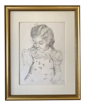 Vintage Drawing of a Young Girl by Robert Whitmore C.1940