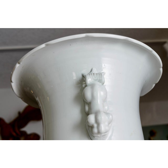 Pair of Chinese Celadon Palace Floor Vases, Late Qing Period, 37"h For Sale In West Palm - Image 6 of 11