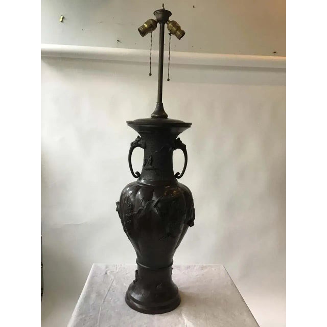 Large 1910 Bronze Japanese Table Lamp For Sale - Image 10 of 13