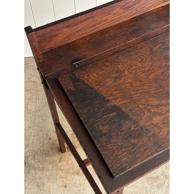 Wood Antique 19th Century Oak Schoolhouse Writing Desk For Sale - Image 7 of 18