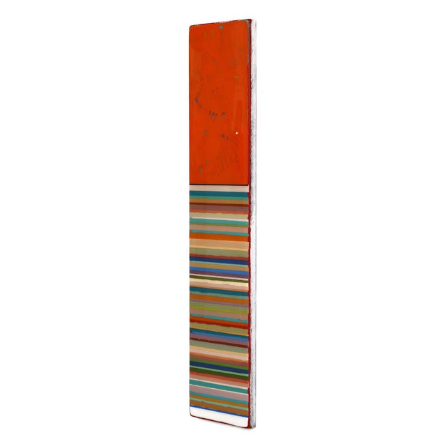 Contemporary Tall Sunspot 67 - Original Colorful Striped Minimalist Acrylic and Resin Abstract on Wood Panel For Sale - Image 3 of 9
