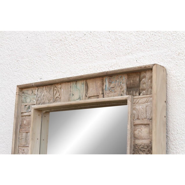 1990s Rustic Abstract Carved Wall Mirror For Sale - Image 5 of 8