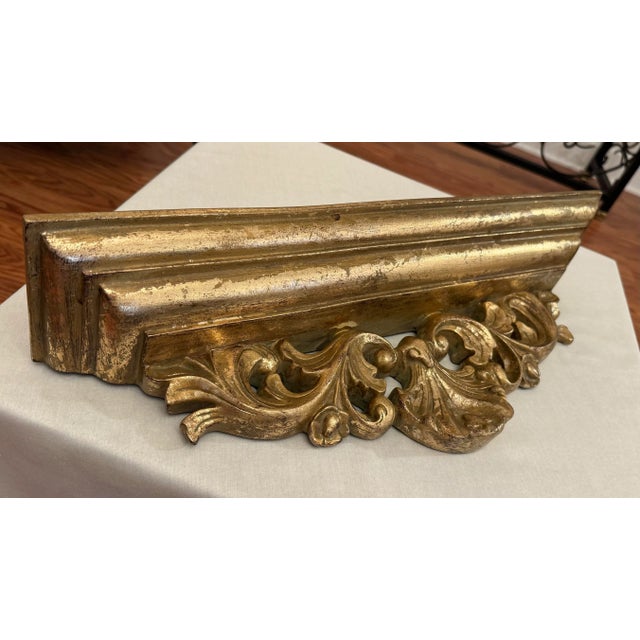 Mid 20th Century Vintage Rococo Revival Gold Leaf Wall Shelf For Sale - Image 5 of 12
