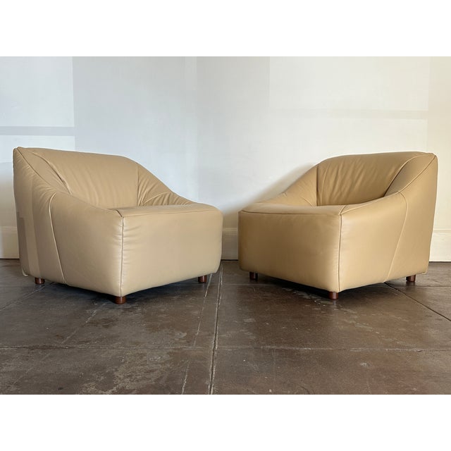 Vintage 1980's Post Modern Leather Lounge Chairs For Sale - Image 12 of 12
