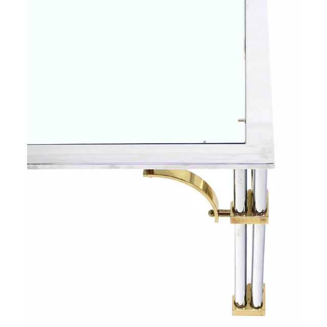 Vintage Mid Century Brass, Chrome, and Glass-Top Square Coffee Table For Sale - Image 4 of 9