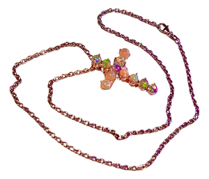 Natural Opal Cross Pendant Necklace 20" 14k WG 4.50 CT Certified