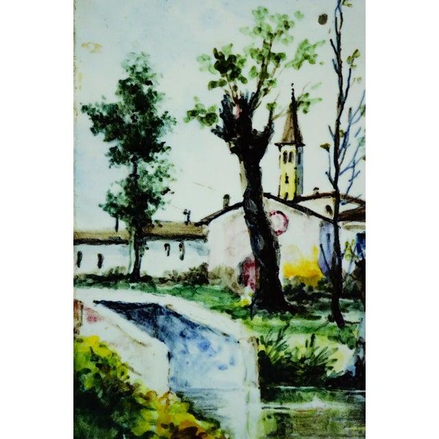 1940s Roman Ceramic Tiles with Painted Landscape, Monterotondo, 1940s, Set of 3 For Sale - Image 5 of 18