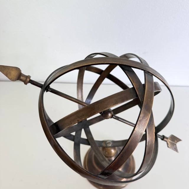 Metal Vintage Brass Armillary Sphere W Arrow Nautical Maritime Astrolabe Globe For Sale - Image 7 of 10