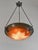 Charles Schneider - Le Verre Français A very large French art deco hanging fixture in wrought iron with a nice Schneider...