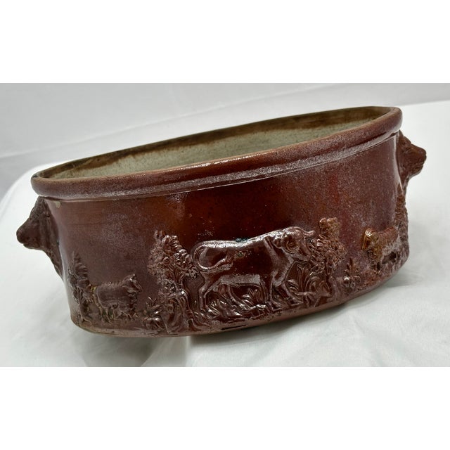 Very Rare Antique English Brown Salt Glaze Stoneware Game Pie Dish - "Terrine" - Circa 18th Century For Sale - Image 12 of 18