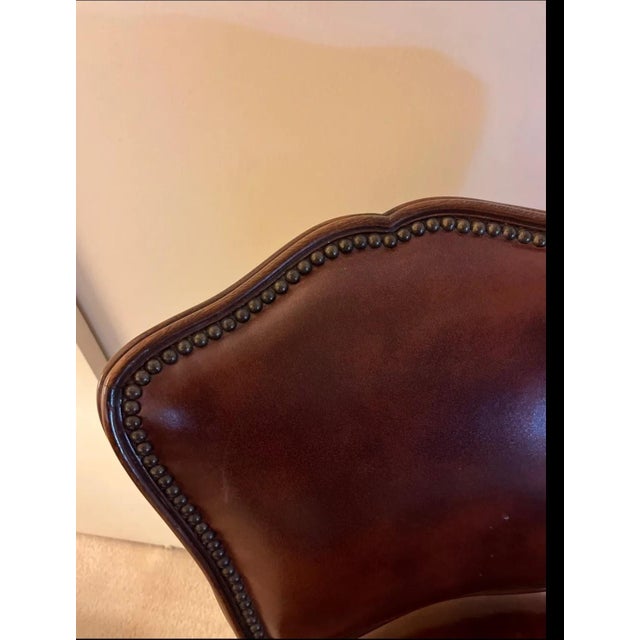 Elegant Late 20th Century Gabriel Victor Leather Upholstered Side Chair With Nailhead Trim For Sale - Image 9 of 12
