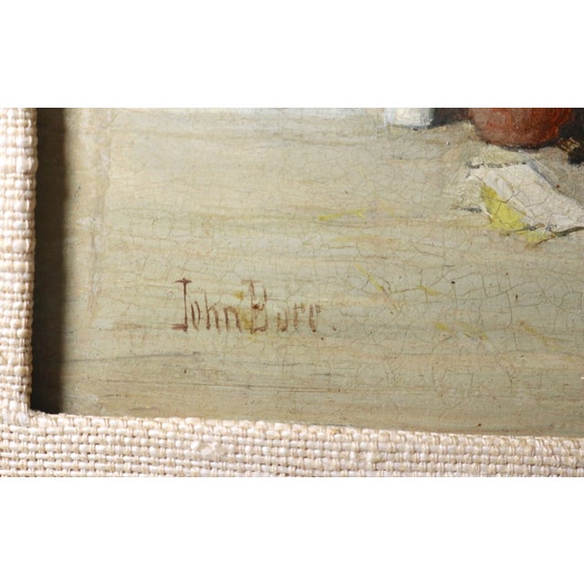 English Antique 1800's Original John Burr Teacher Children School Oil Painting on Board For Sale - Image 3 of 12