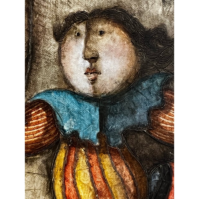 1980s Large Late 20th Century J. Roybal Painting of Jump Roping Girl With Ornate Frame For Sale - Image 5 of 12