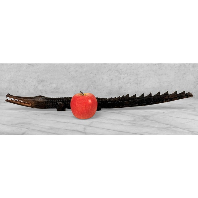 An Original Vintage African Crocodile Carving Solid Wood with an Original Ebonized Finish 23" Long Unsigned or Marked