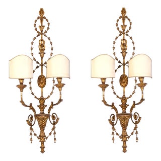 19th Century Italian Gilt-Wood Wall Lights Roma, 1840, Set of 2 For Sale