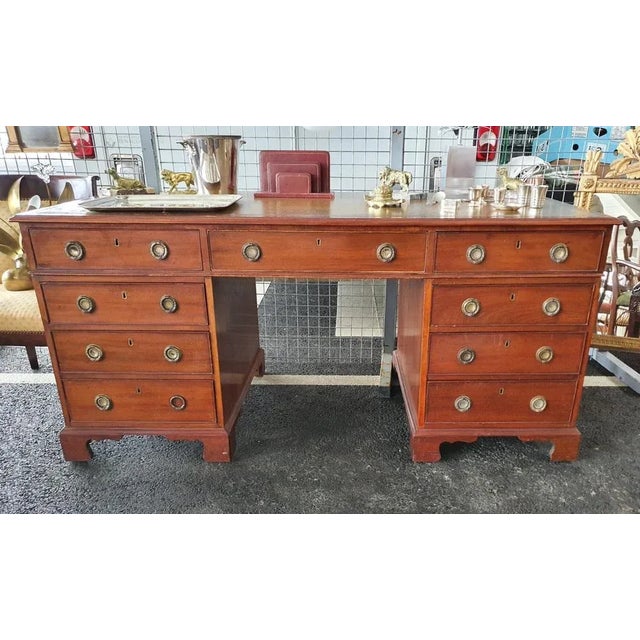 Brown Victorian English Desk in Flaming Mahogany For Sale - Image 8 of 13