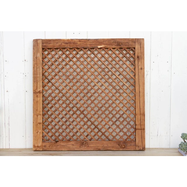 Wood Large Farmhouse Antique Lattice Window For Sale - Image 7 of 9