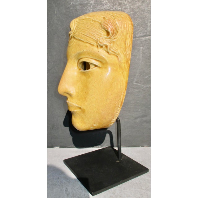 La Hantise Stoneware Mask by Jean Désiré Ringel d'Illzach (1847 - 1916). Monochromatic glaze created by Emile Muller....