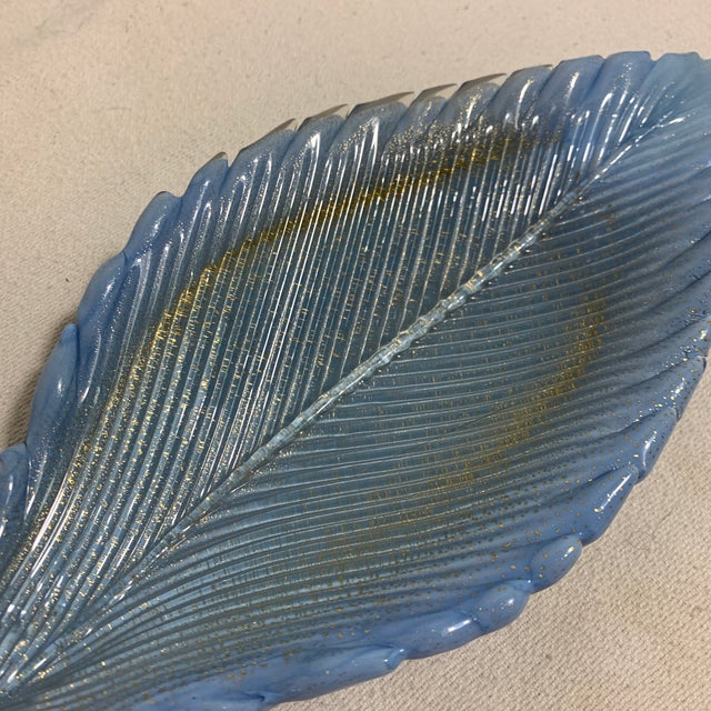 Mid-Century Modern Vintage 1970s Alfredo Barbini Murano Glass Leaf Bowl For Sale - Image 3 of 7