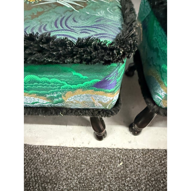 Italian Pair of Gucci Tiger Jacquard Stools For Sale - Image 3 of 11