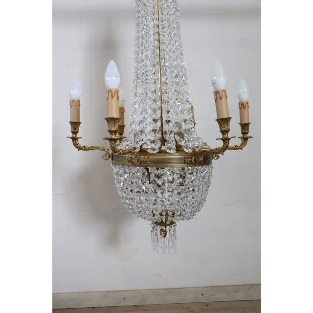 Gilded Bronze and Crystal Chandelier with 10 Bulbs, Late 19th Century For Sale - Image 15 of 16