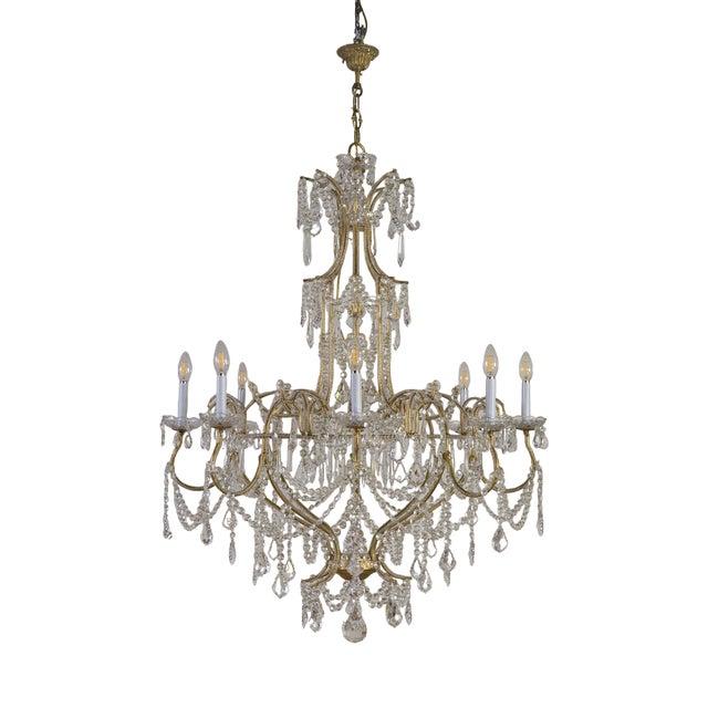 Vintage Chandelier in Golden Metal, 1980s For Sale