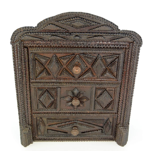 Miniature Tramp Art Chest of Drawers For Sale - Image 4 of 8