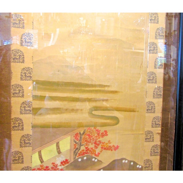 Pair of Large Antique Japanese Scrolls Signed Toso Mitsunori in Custom Frames For Sale - Image 10 of 14