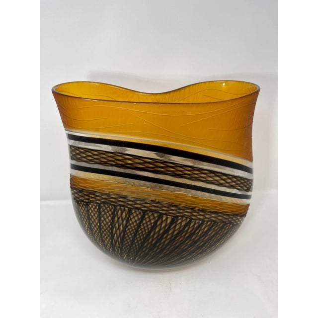 Contemporary Murano "1 of 1" Amber Glass Vase by Schiavon For Sale - Image 3 of 8
