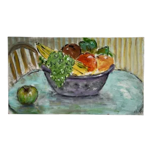 1980's Vintage H. Bernstein Still Life Setting Table Oil Painting