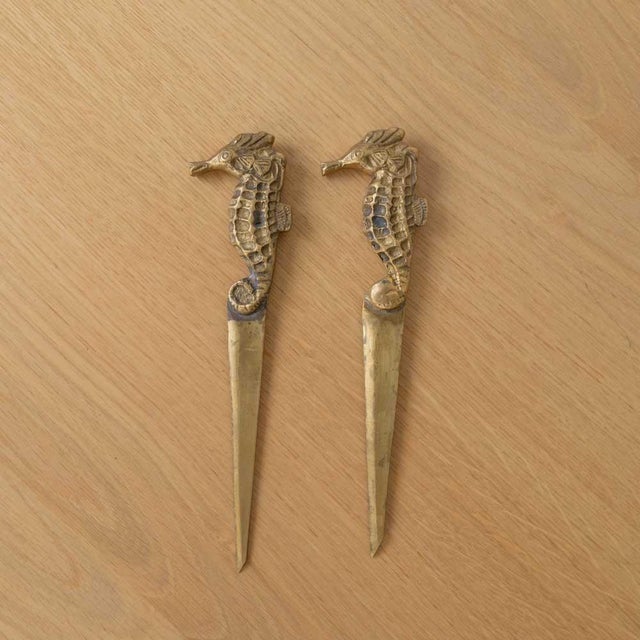 1950s French Brass Seahorse Letter Opener For Sale - Image 4 of 11