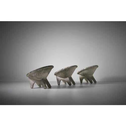 Cream Concrete Sphere Chairs with Moss Patina, Italy, 1960s, Set of 3 For Sale - Image 8 of 11