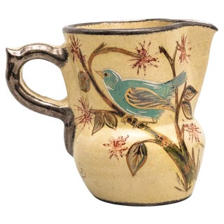 Catalan Hand-Painted Ceramic Jug Vase by Diaz Costa, 1960s For Sale