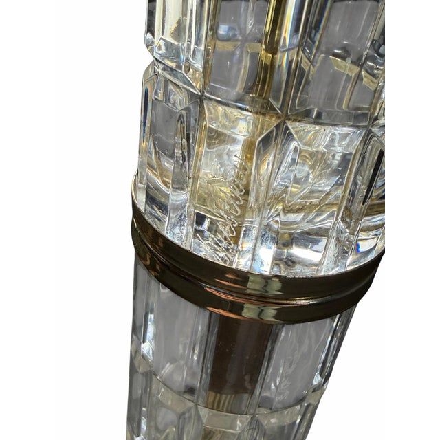 Vintage Mid-Century Modern Dresden Cut Crystal Floor Lamp With Flame Motif Shade For Sale - Image 11 of 12