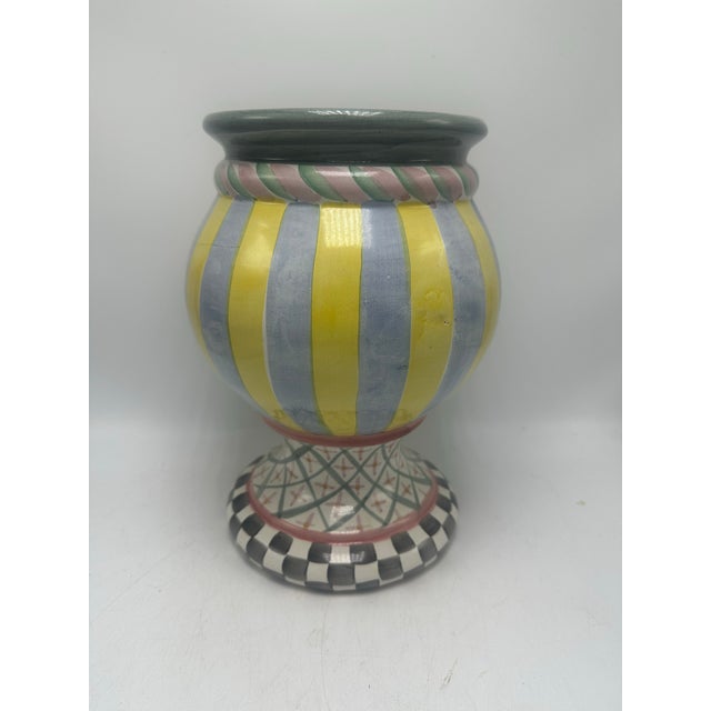 Ceramic Italian McKenzie Childs Style Vase For Sale - Image 7 of 7
