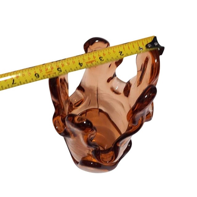 Signed Fire and Light Orange Amber Glass Splash Vase Sculpture Brutalist Chunky Recycled For Sale In Greensboro - Image 6 of 10