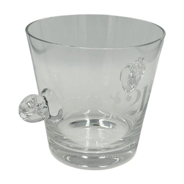 1990s Vintage the 21 Club Nyc Restaurant Crystal Ice Bucket Tiffany & Co. Barware For Sale - Image 5 of 13