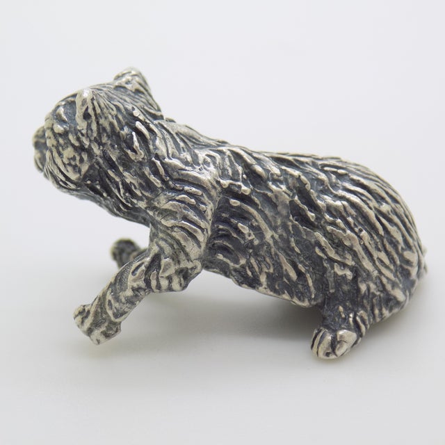 Vintage Italian Sweet Kitten Miniature Figurine in Silver 800, 1970s For Sale - Image 3 of 12