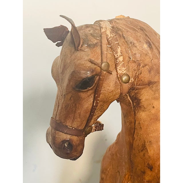 1950s Handsome Equestrian Pair of Leather Horse Sculptures For Sale In Miami - Image 6 of 9