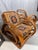 Camel Fully Refurbished, Double Tear-Drop Stacked Rattan Bamboo Sofa and Chair Living Room Set. Mid-Century, Rattan in the Manner of Paul Frankl. For Sale - Image 8 of 13