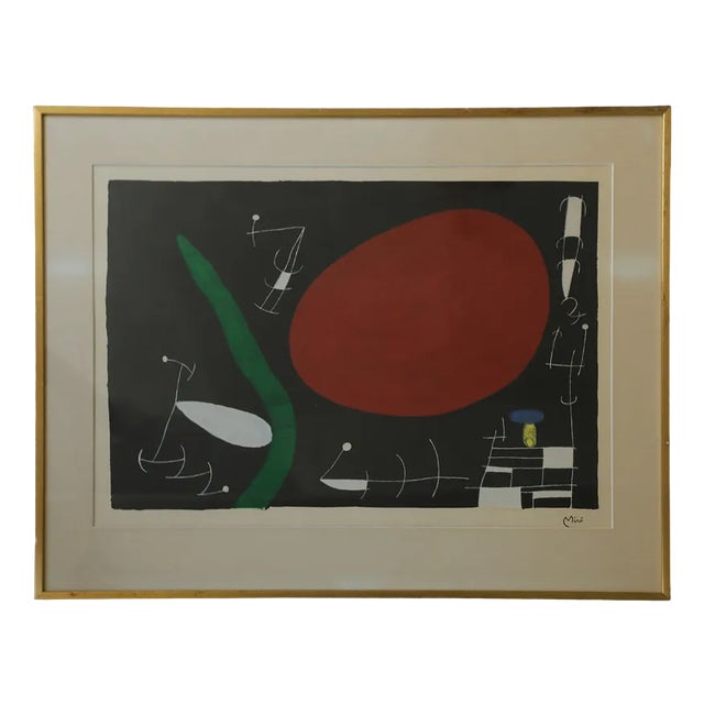 Joan Miro, Sun and Sparks, 1960s, Color Lithograph, Framed For Sale